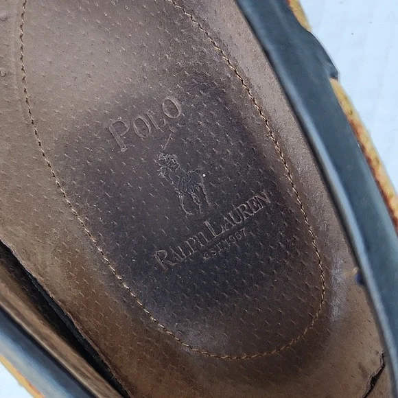 EUC POLO RALPH LAUREN MEN'S BLACKLY  NAVY LEATHER LOAFERS - Picture 7 of 9